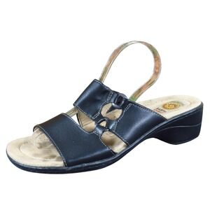 Earth Spirit Lissa Women‎ Sandal Size 9 Casual Comfort Slide Black Leather